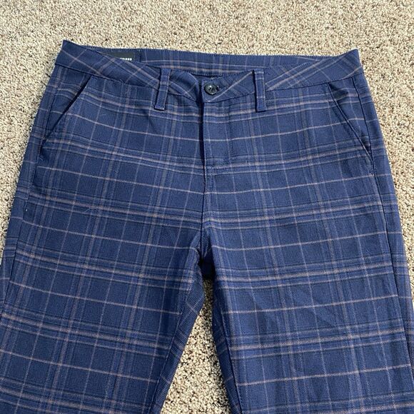 Bee Inspired B33 navy blue plaid checkered men's pants size 32S preppy - Picture 3 of 10